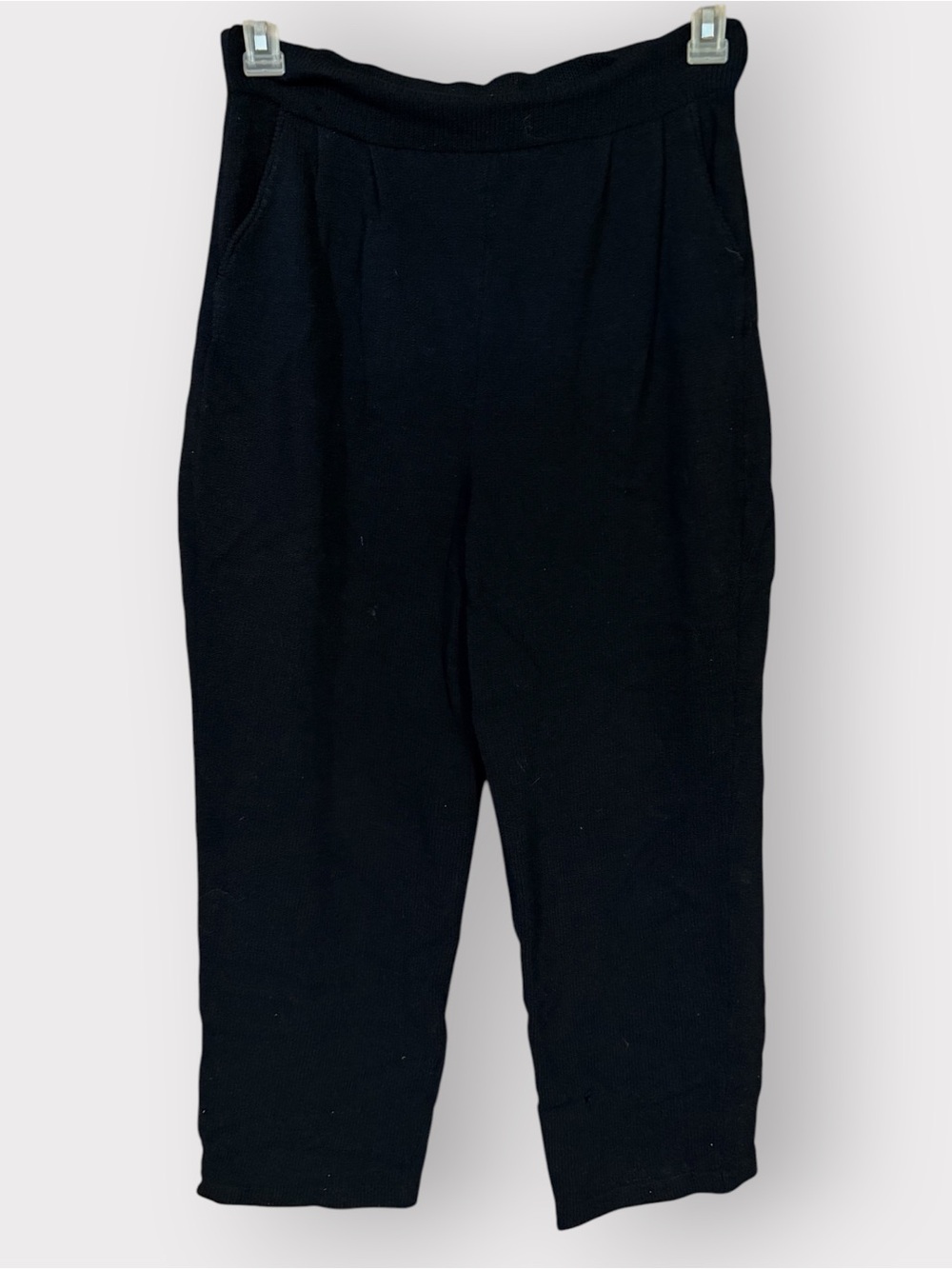 Vtg St John Sportswear Women’s 12 Black Knit Elastic Waist Trousers Pants Flawed